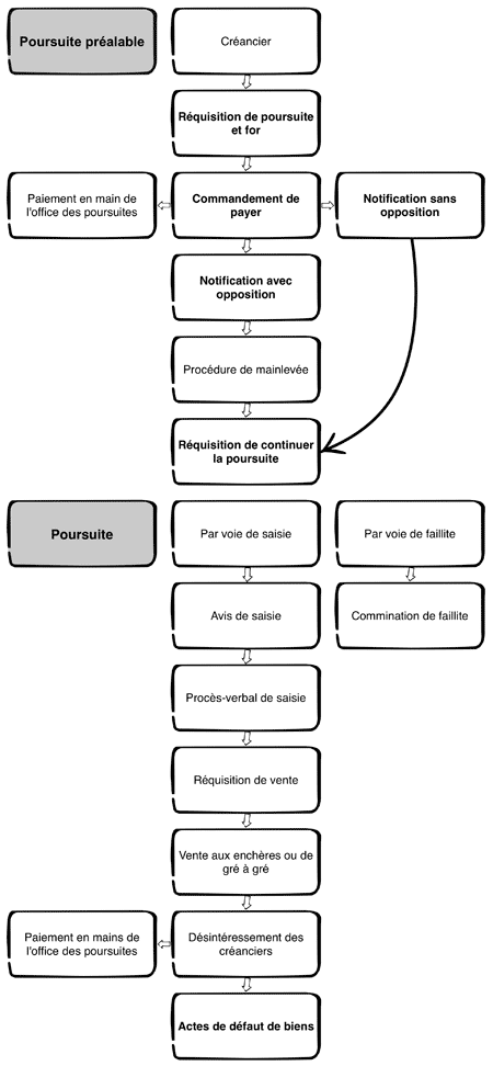 Schéma de la procédure de poursuite