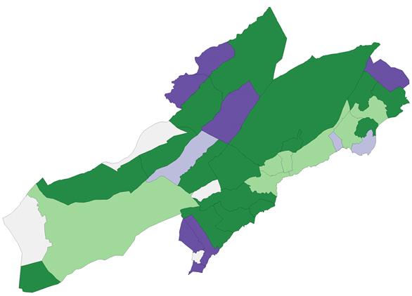 Évolution de la population, par commune, entre 2012 et 2013, en % - carte