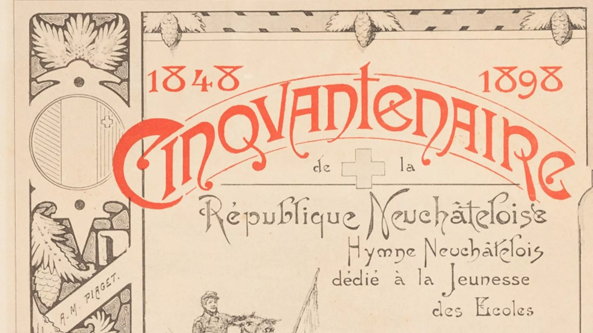 Détail de la couverture de la partition de l'hymne neuchâtelois.