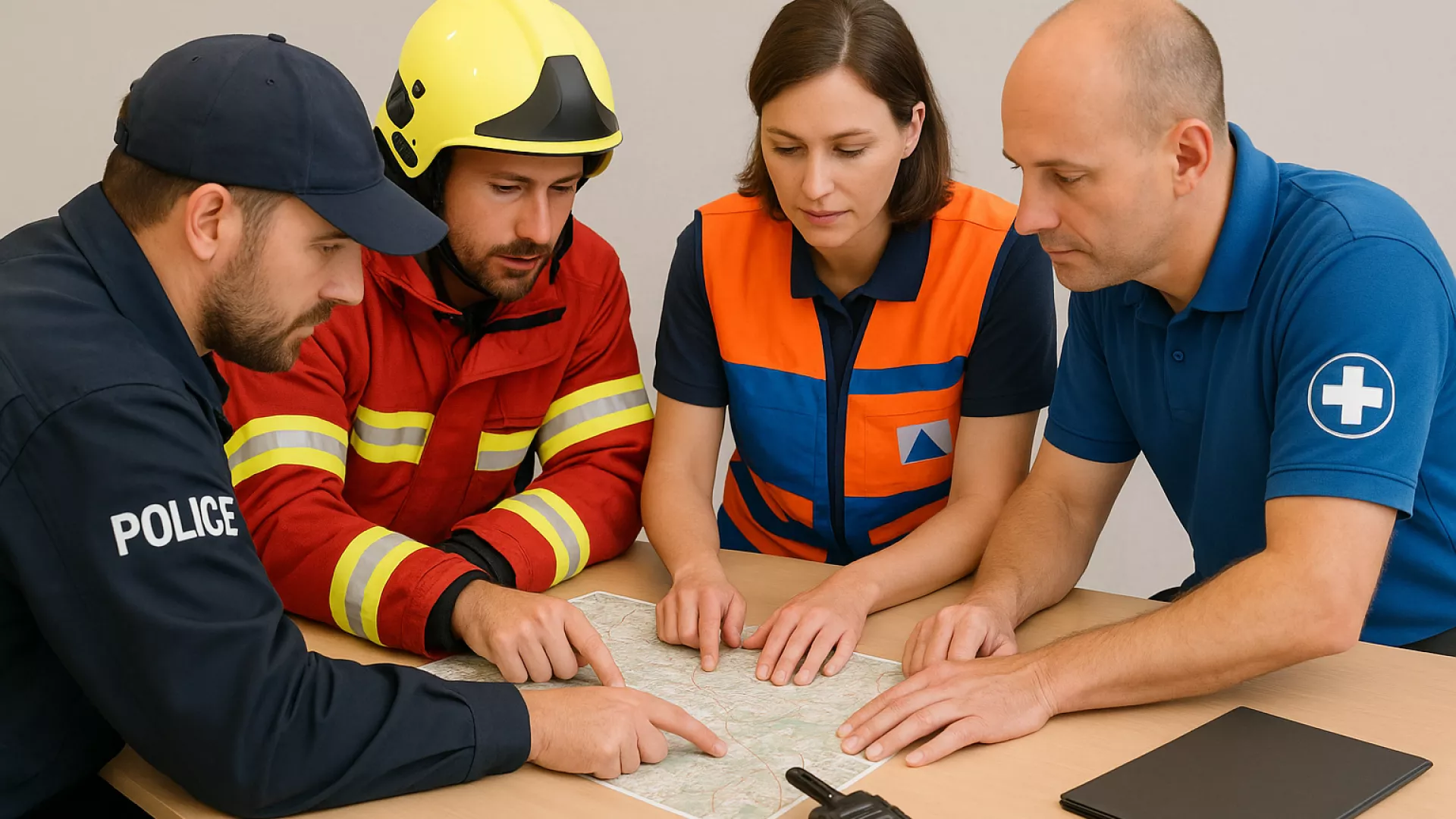 Quatre personnes se coordonnant sur un plan