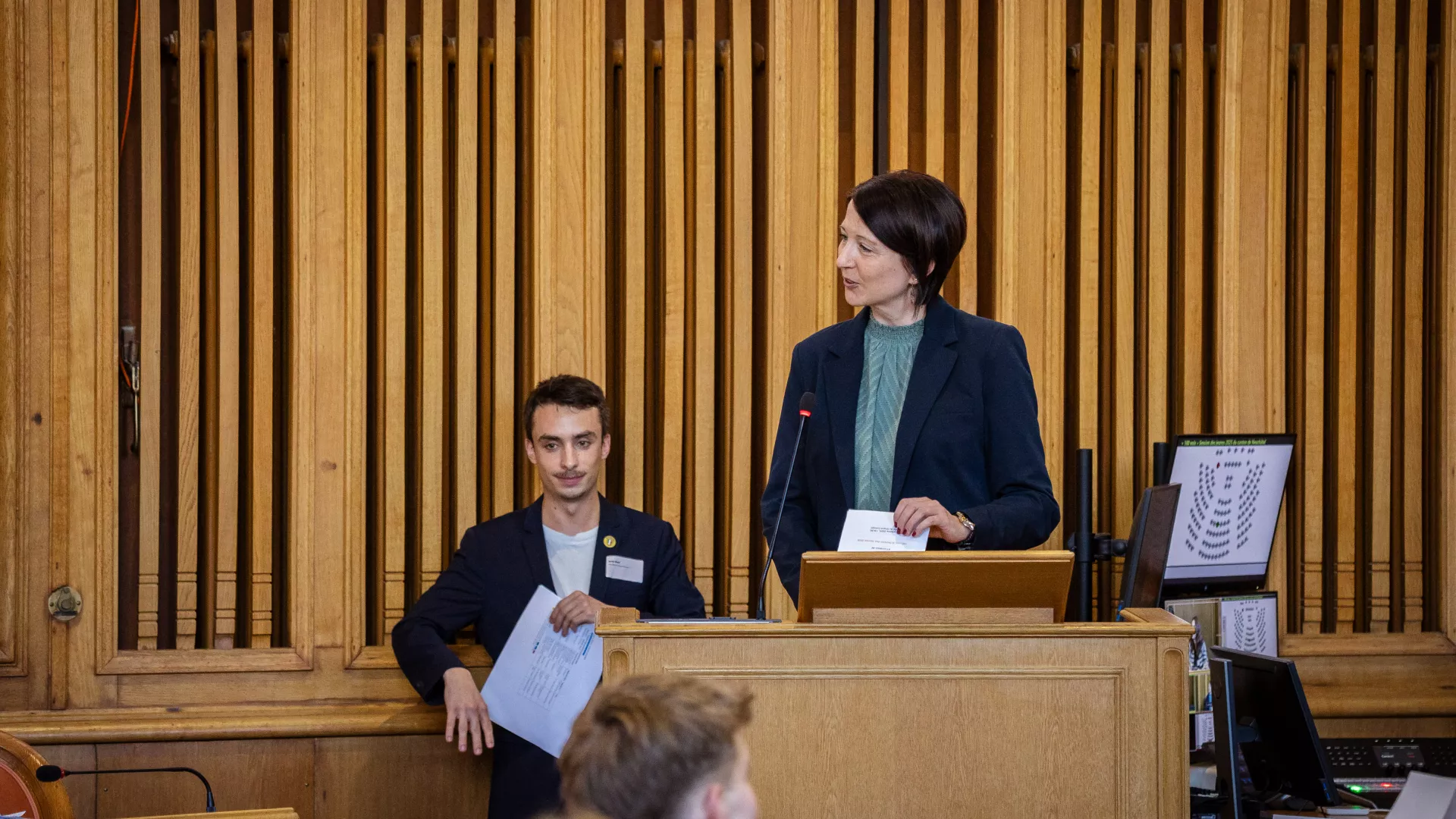 Crystel Graf, présidente du Conseil d'État et Émile Blant, président du Grand Conseil