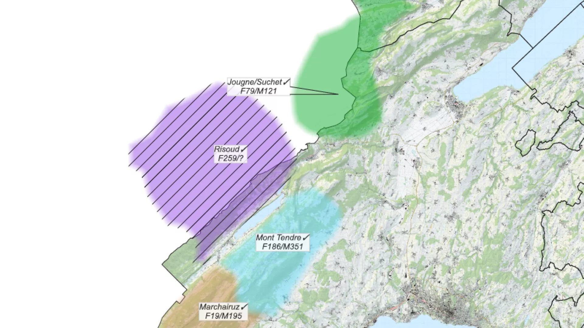 Territoires des meutes de l'Arc jurassien