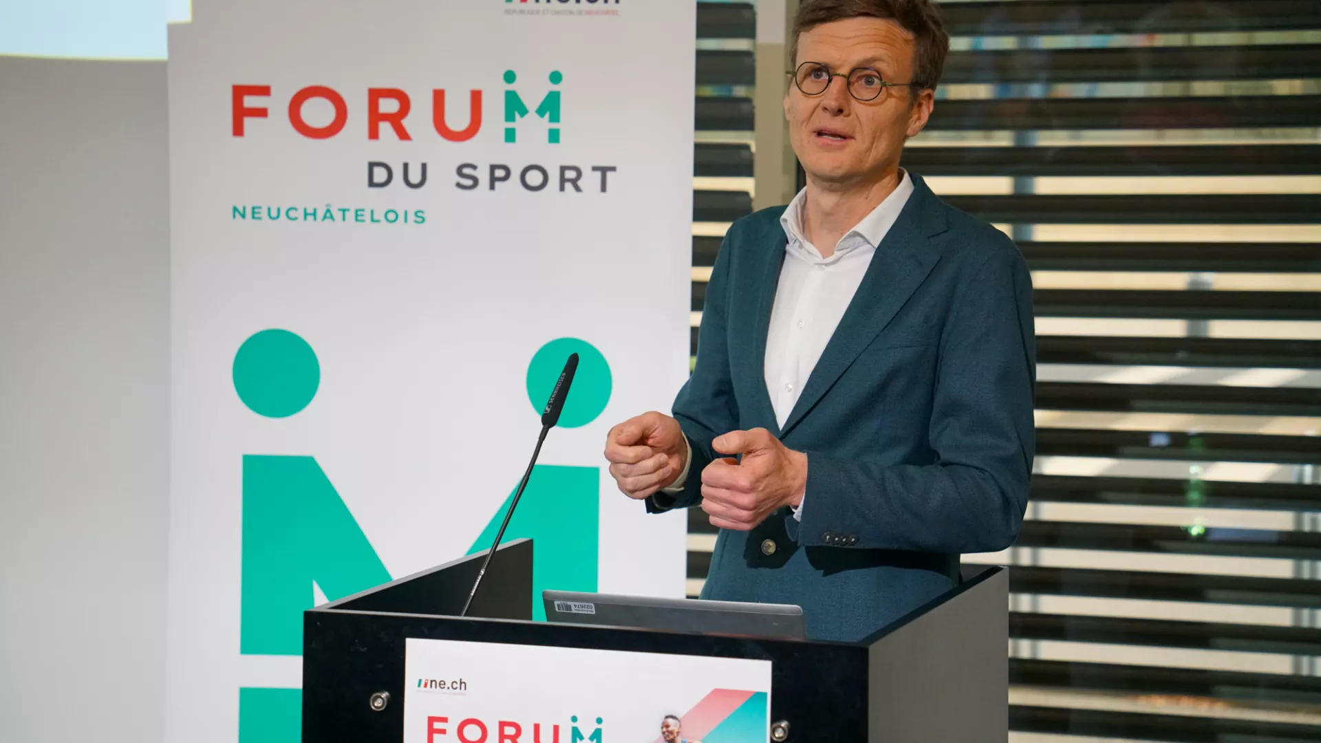 Frédéric Mairy, conseiller d’État, chef du Département de la santé, de la jeunesse et des sports au Forum du sport 2026.