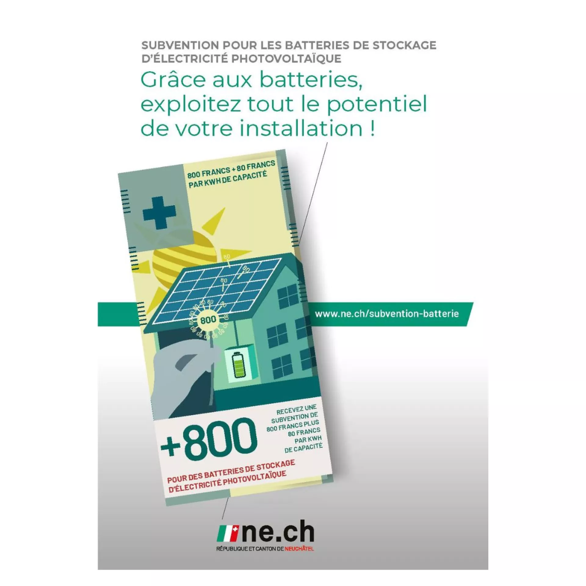 Flyer du programme de subvention. Appelez nous au +41 32 889 67 30 pour une description SVP.