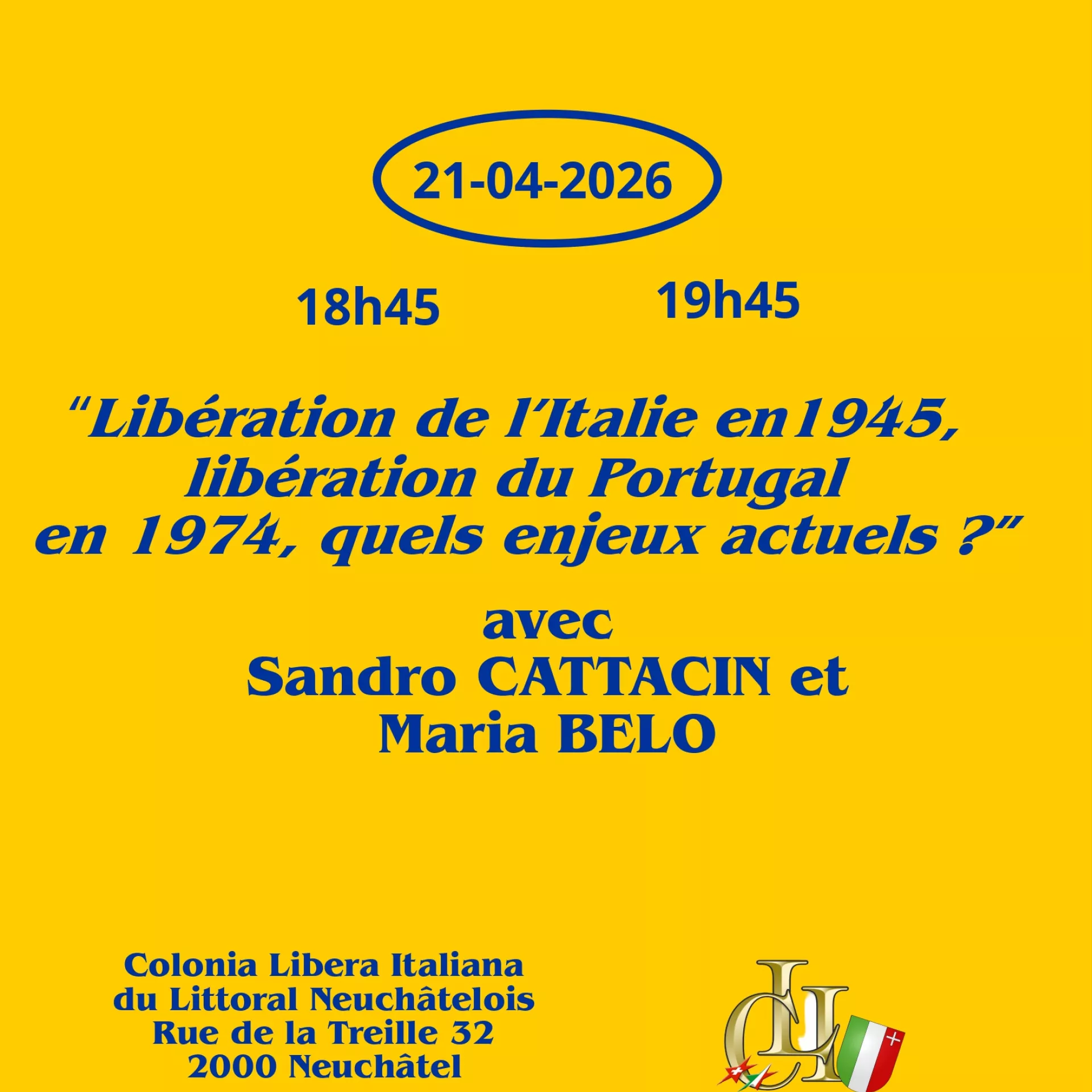 Affiche de l'apéro-rencontre du 21 avril 2026 avec Sandro Cattacin et Maria Belo